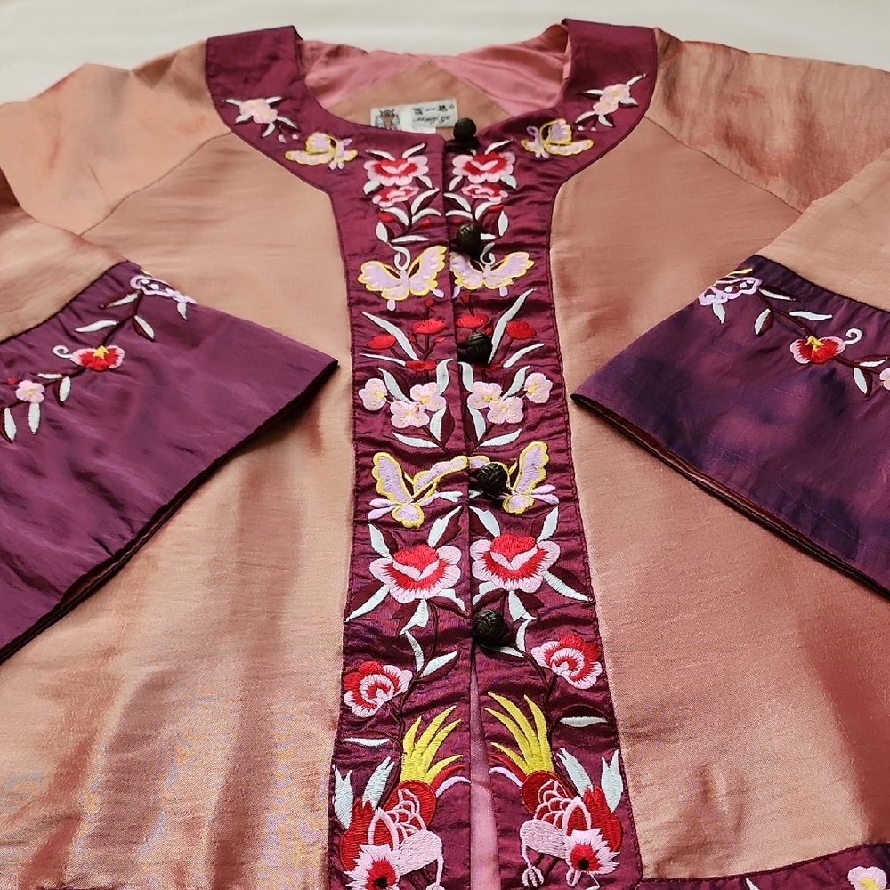 Embroidered Purple and Pink Women's Blouse